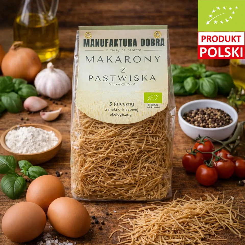 Makaron z pastwiska nitka cienka orkiszowa 5 jajeczna